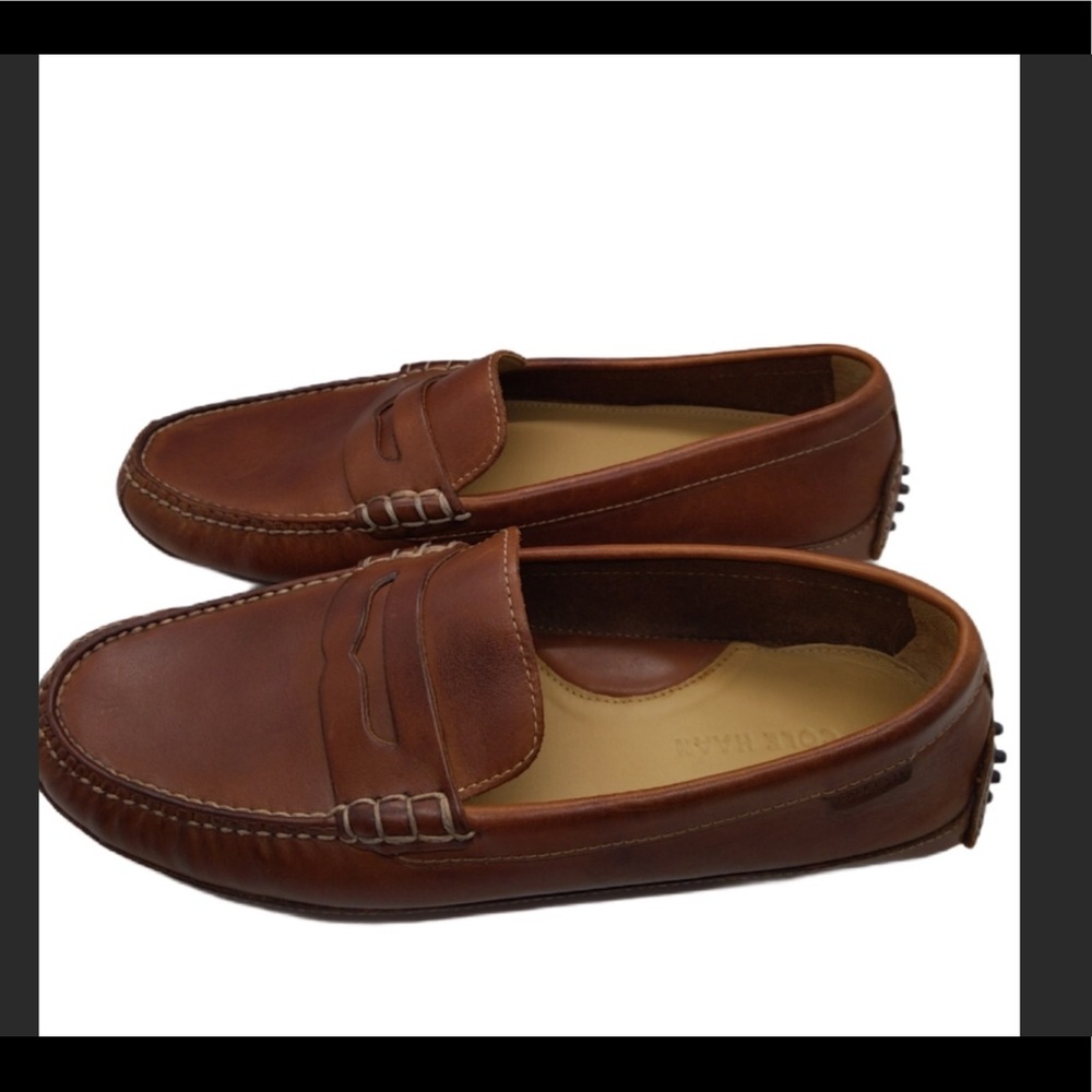 Cole Haan Brown Grant Penny Driver Loafers